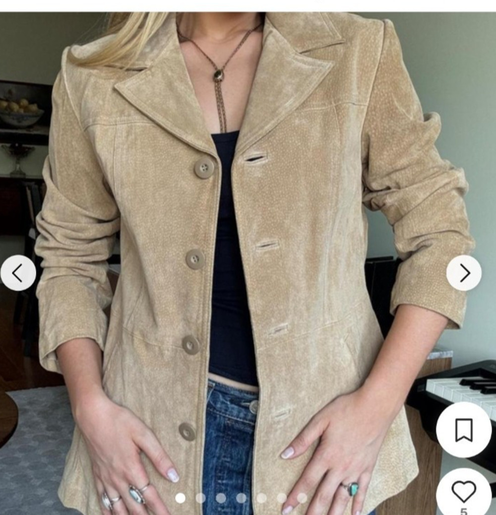 Siena Vintage Genuine Suede Blazer Jacket Women's Size 6 Two Button Long Sleeve